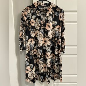 Long Sleeve Floral Velour Dress size small